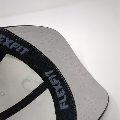 Steady Rush Fitted Trucker Hat Black One Size Mesh Flexfit 6 Panel Yupoong