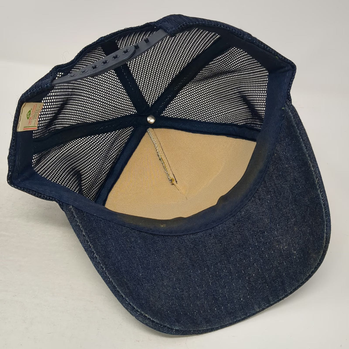 AJ Trucker Hat Blue OSFM Denim Snapback Flakey Jakes Burgers Bakery Beverages