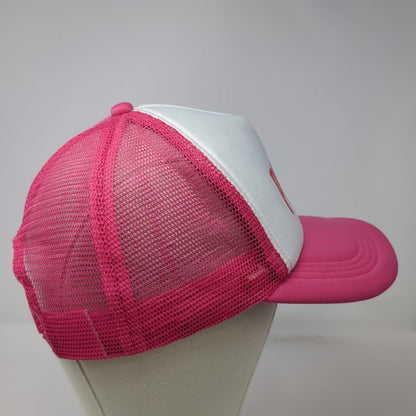 Trucker Hat Pink White One Size Phi Sig Sorority Heart Mesh Back Snapback Foam