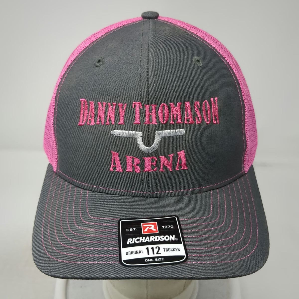 Richardson Trucker Hat Gray Pink One Size Danny Thomason Arena Mesh Snapback