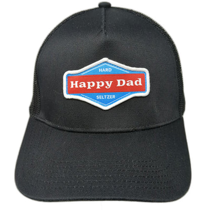 Happy Dad Trucker Hat Black One Size Hard Seltzer Patch Mesh Back Snapback