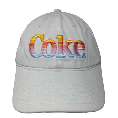 Coke Slideback Hat White OSFM Embroidered Rainbow Letters Coca-Cola