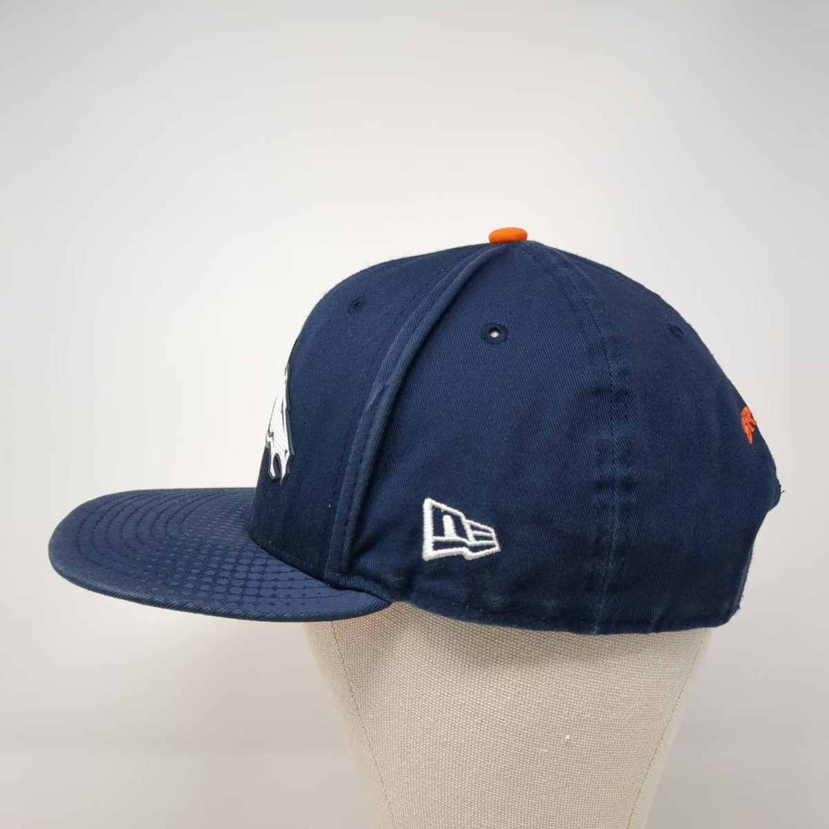 Denver Broncos NFL New Era Hat Blue OS 9FIFTY Snapback Textured Brim Orange