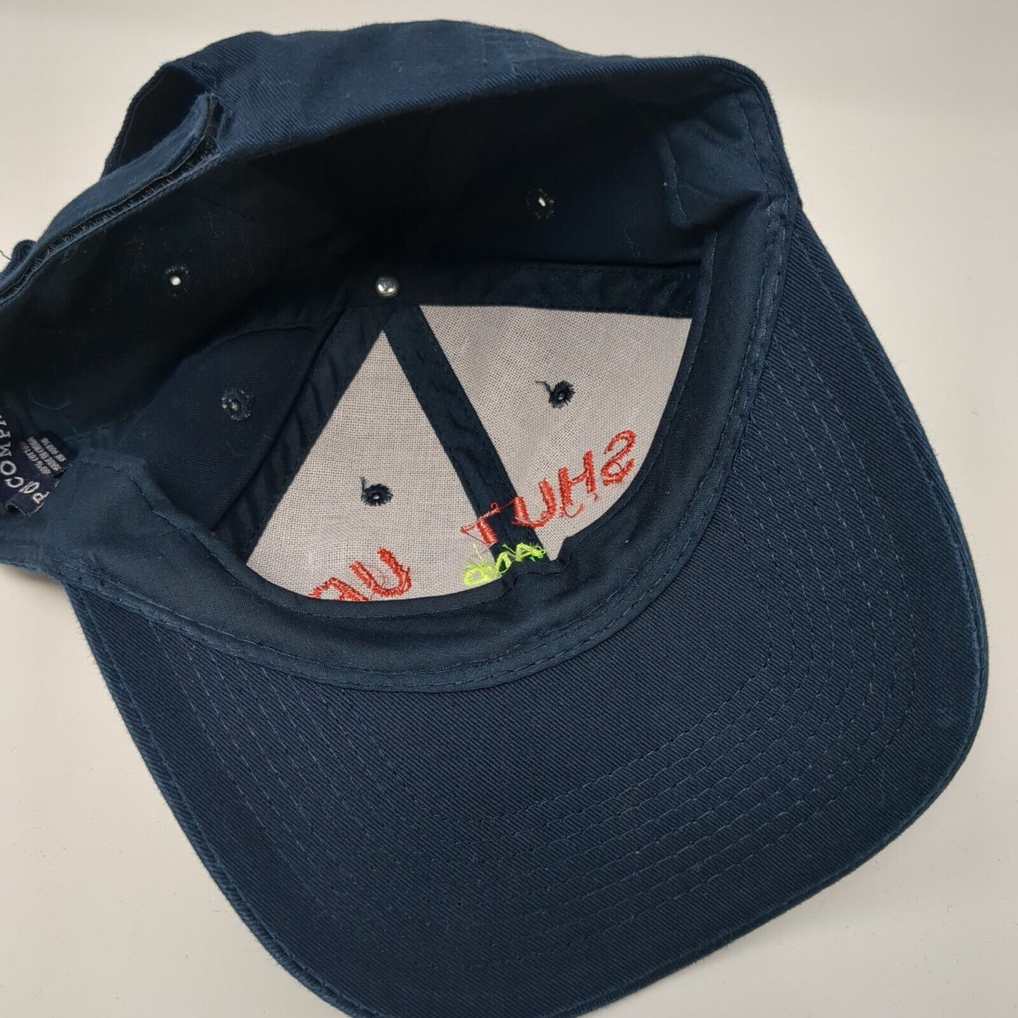 Shut Up And Fish Strapback Hat Blue OSFA Embroidered Port & Company