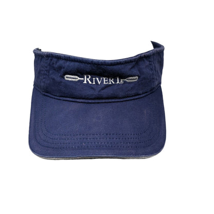 River1 Strapback Sun Visor Hat Blue OSFA Adjustable Embroidered Sportsman Cotton