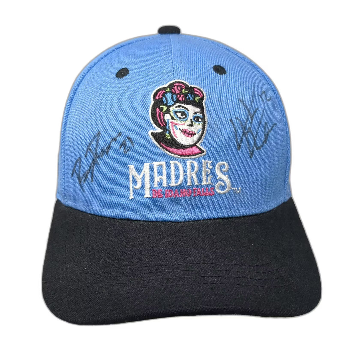 BWM Global MiLB Idaho Falls Chukars Madres Blue Black Strapback OS Signed Hat