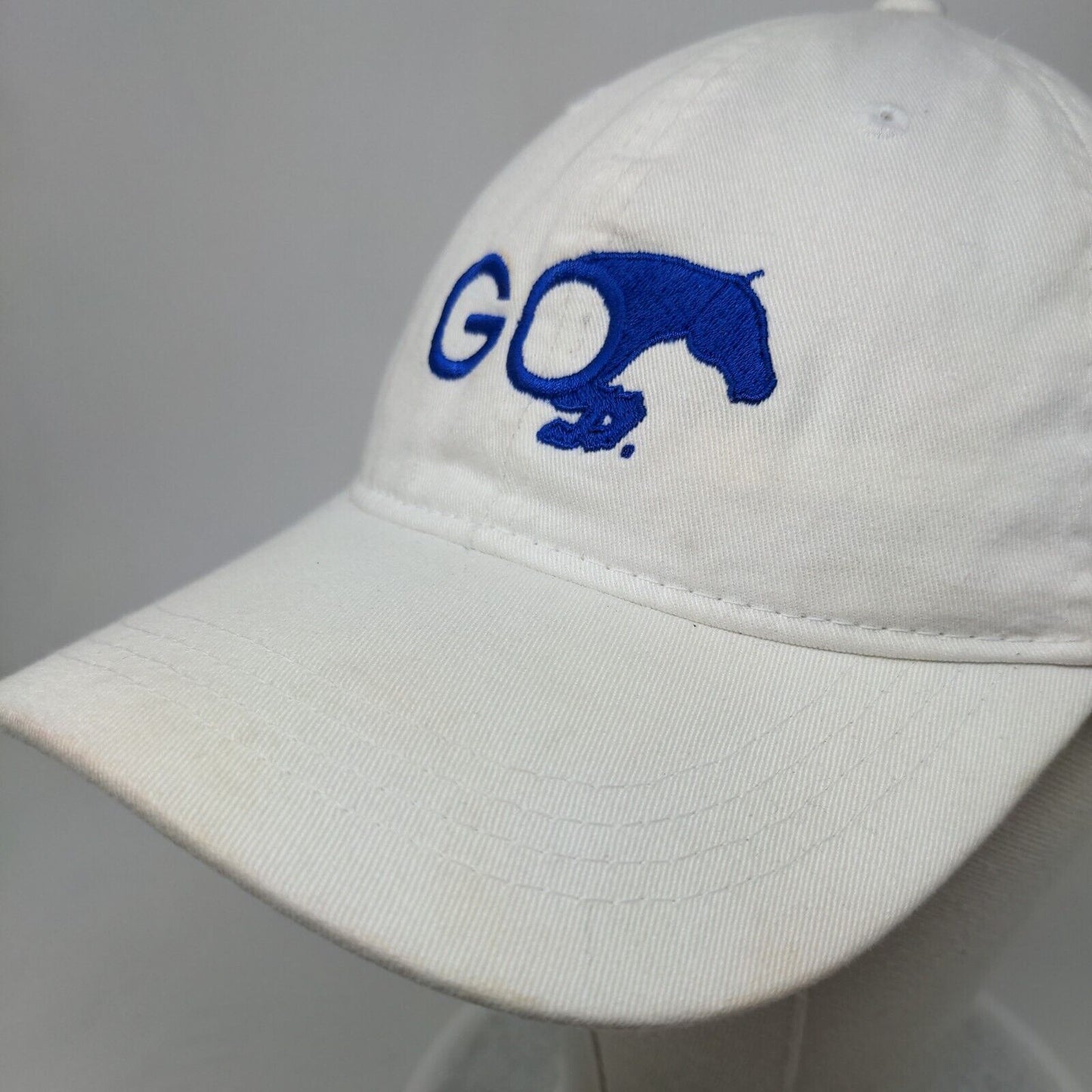 GO Horse Slideback Hat White OSFM Embroidered 6 Panel Outdoor Cap