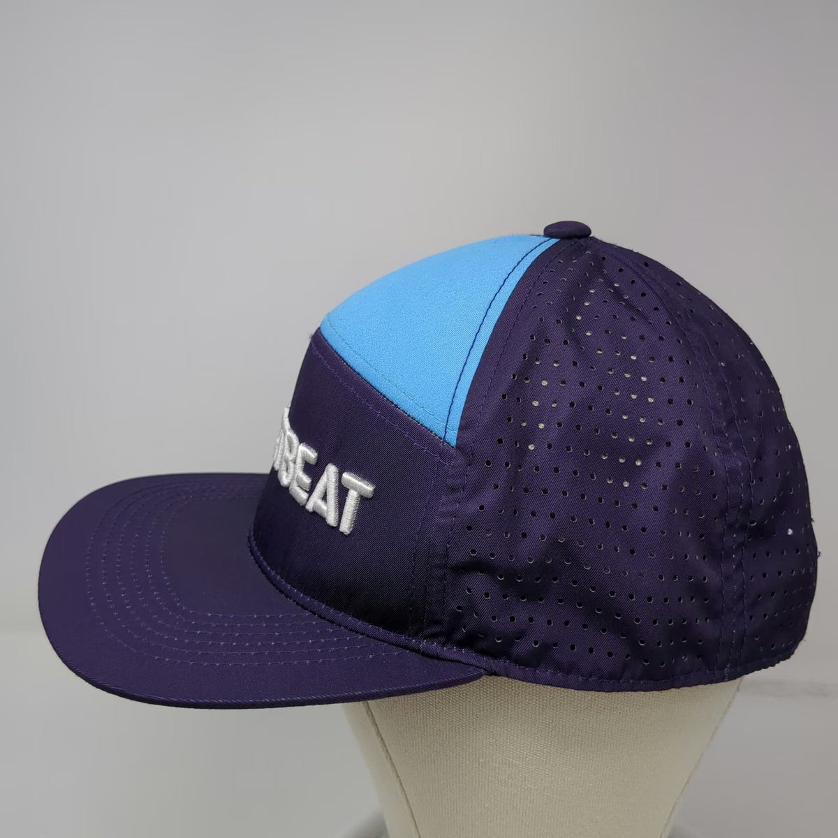 Heartbeat Hot Sauce Co. Trucker Hat Purple Blue One Size Flat Brim Perforated