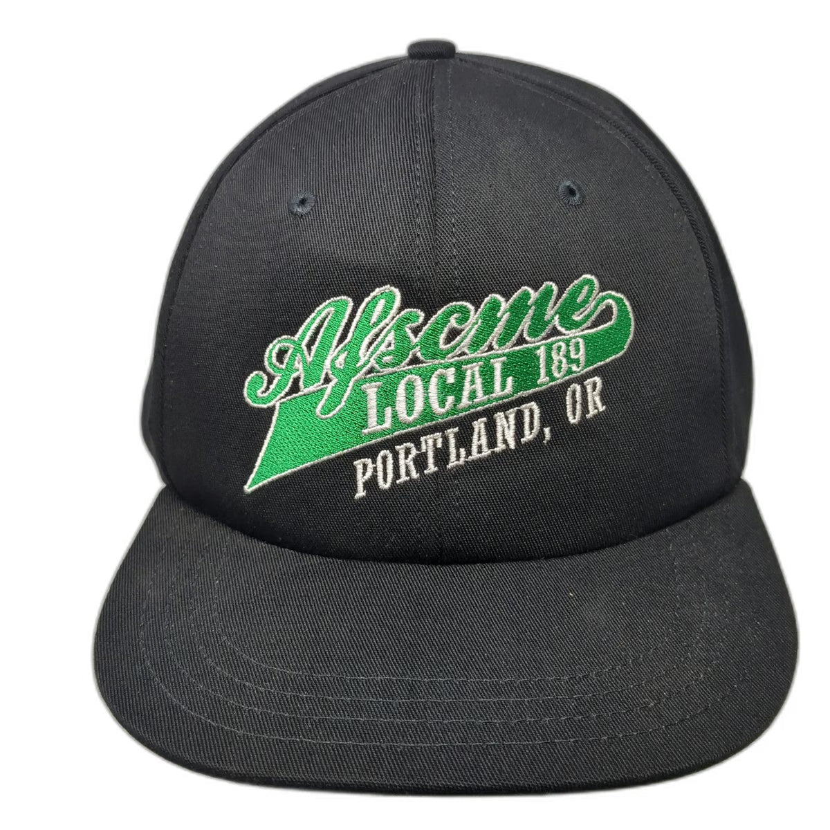 Unionwear Baseball Cap Black One Size Leather Strap Made in USA AFSCME Local 189