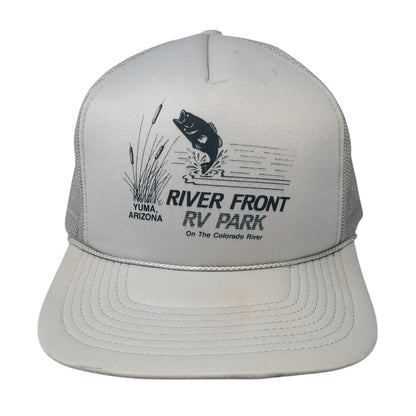 River Front RV Park On The Colorado River Trucker Hat Gray OS Mesh Back San Sun