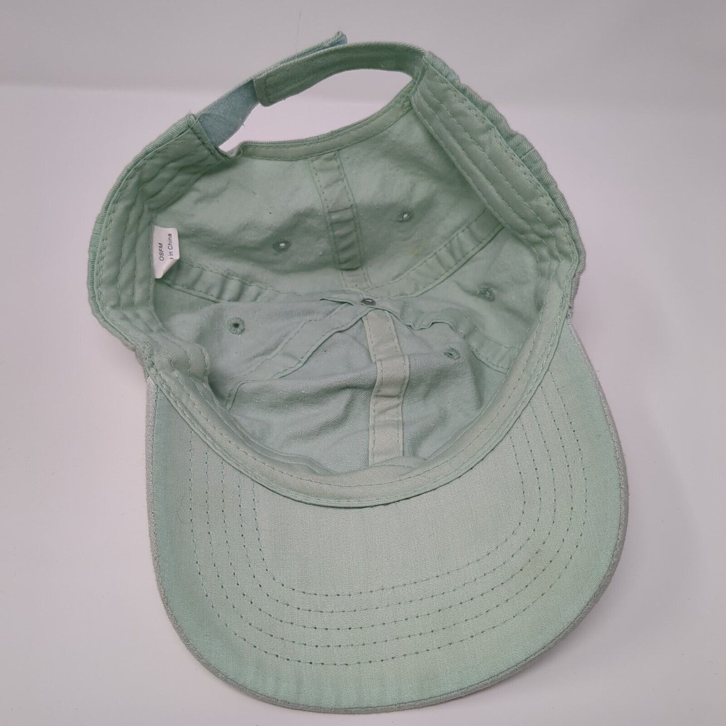Unbranded Strapback Hat Green One Size Adjustable Vented Holes 6 Panel Blank