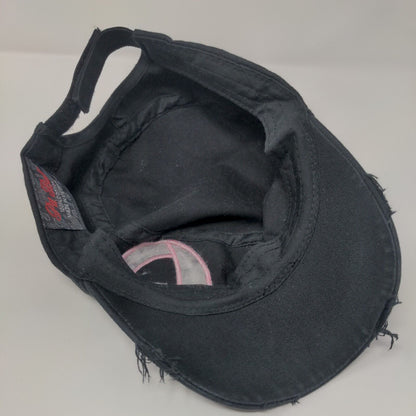 Pink Ribbon Rhinestone Strapback Army Hat Black One Size Pit Bull