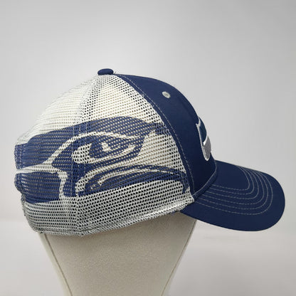 Seattle Seahawks NFL Team Apparel Blue White One Size Trucker Hat Mesh Snapback