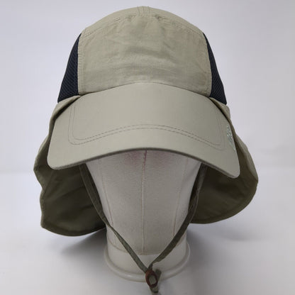 Columbia Strapback Hat Tan One Size Chin Strap Back Flap UPF 30+ Outdoor