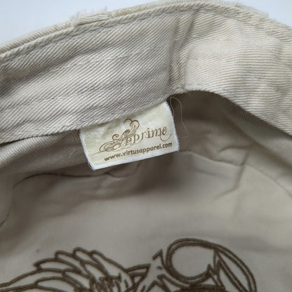 Virtus Apparel Army Cap Beige One Size Side Zipper Pocket Flourish Graphic Hat