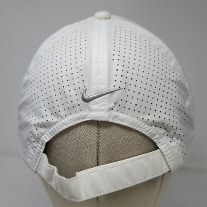 Nike Baseball Cap White One Size Golf Perforated Silver Swoosh Strapback Hat