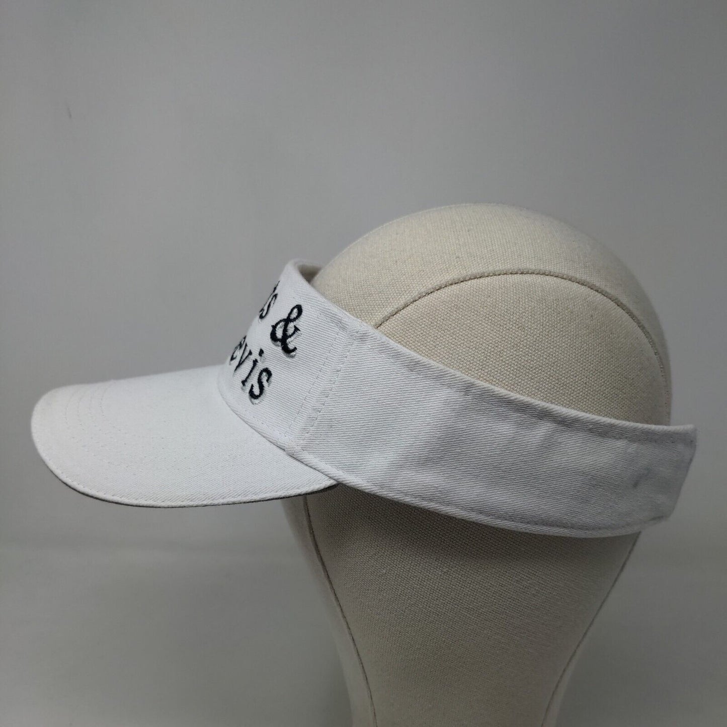 St. Kitts & Nevis Men's Strapback Sun Visor Cap Hat White Size 58CM Embroidered