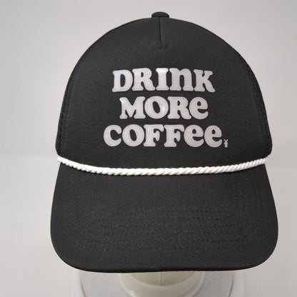 Drink More Coffee Snapack Rope Trucker Hat Black One Size Dutch Bros