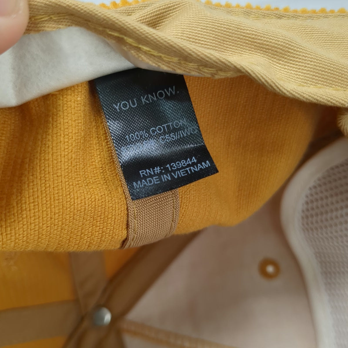 You Know. 5 Panel Yellow Hat OSFM Wagstaff Crane Corduroy Rope Snapback Patch