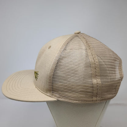 Simms Trucker Hat Beige One Size Fishing Fly Mesh Snapback Curved Brim Outdoor