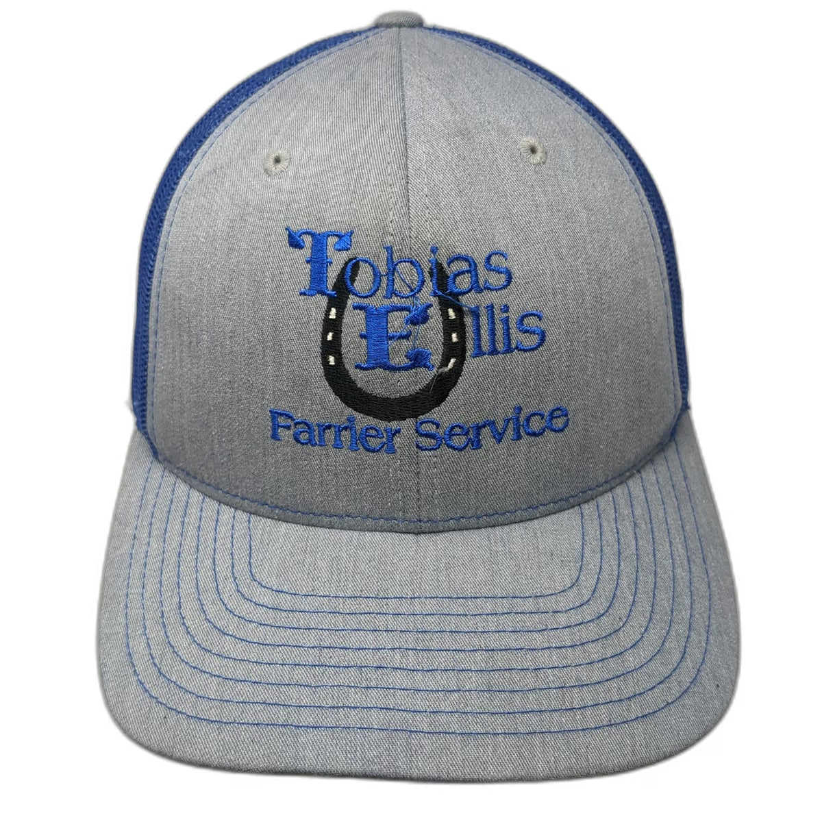 Richardson Trucker Hat Gray Blue One Size Tobias Ellis Farrier Service Snapback