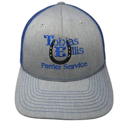 Richardson Trucker Hat Gray Blue One Size Tobias Ellis Farrier Service Snapback