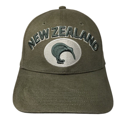 New Zealand Slideback Hat Brownish-Green OSFA Embroidered Vented Holes Cotton