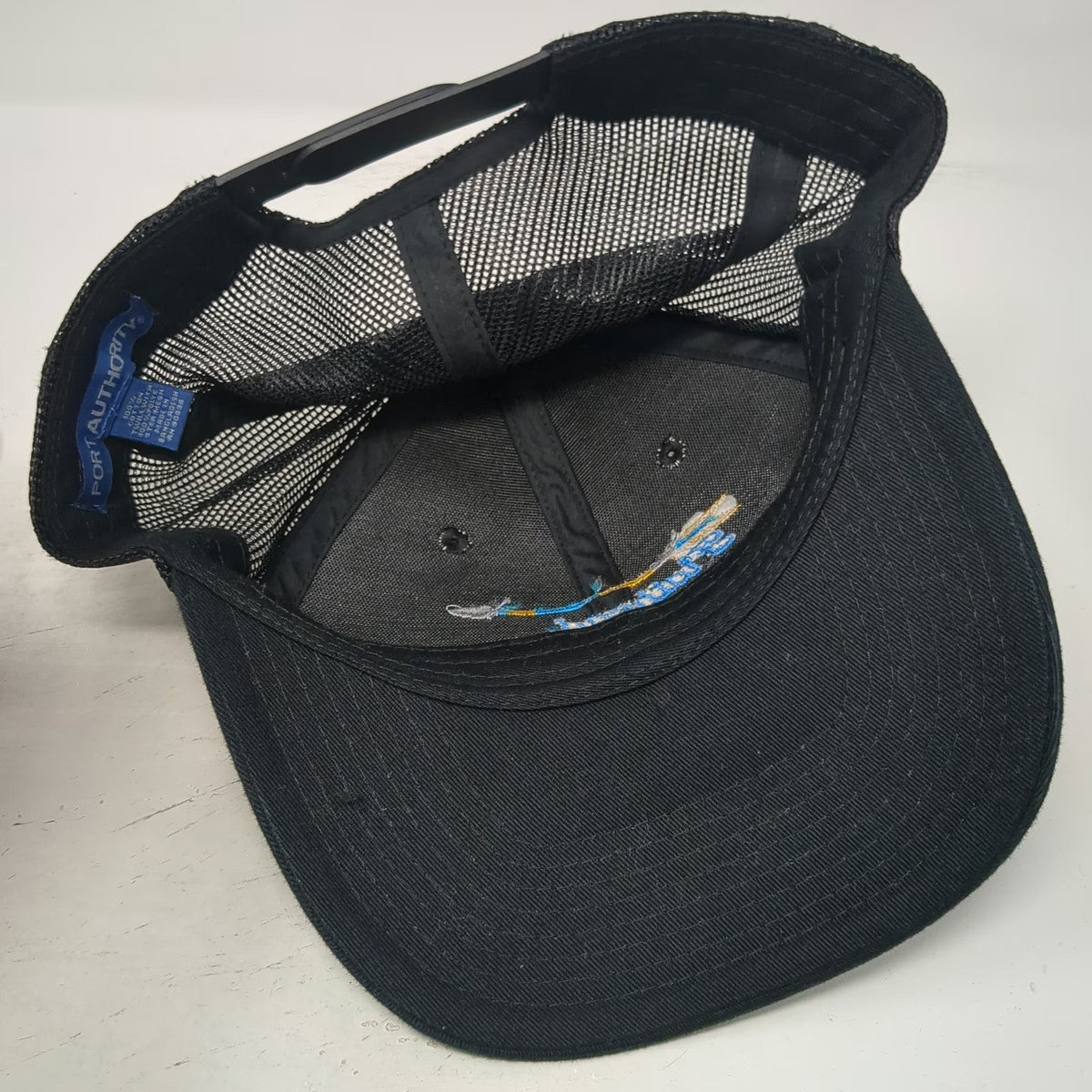 Port Authority Trucker Hat Black OSFM Flathead Lake Montana Mesh Snapback Cap