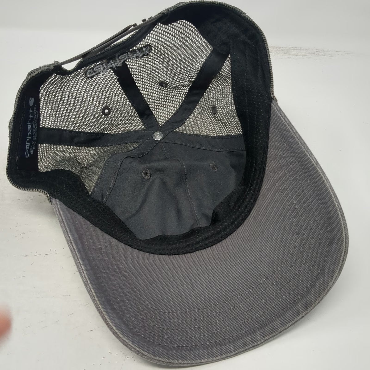 Carhartt Trucker Hat Gray One Size Mesh Back Snapback Logo Patch Canvas Workwear