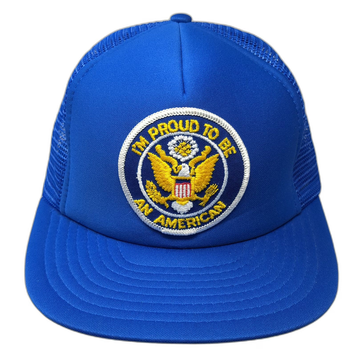 Designer Award Trucker Hat Blue One Size Mesh Snapback USA Eagle Patriotic Patch