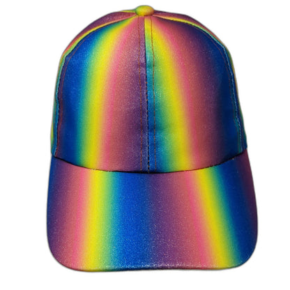 Blue Rainbow Glitter Sparkle Snapback Hat One Size Shiny Colorful 6 Panel