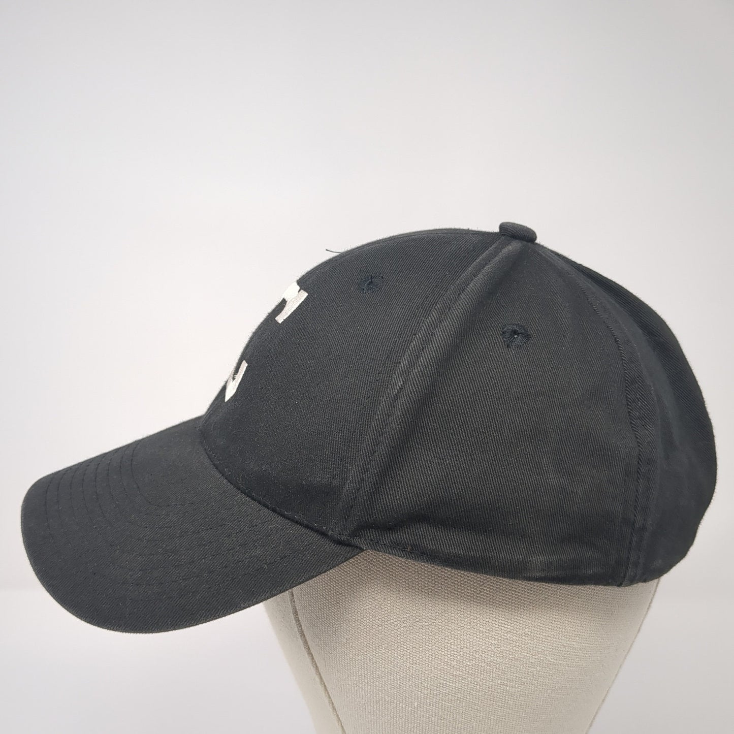 C Adult Strapback Baseball Cap Black One Size Adjustable Embroidered TCK