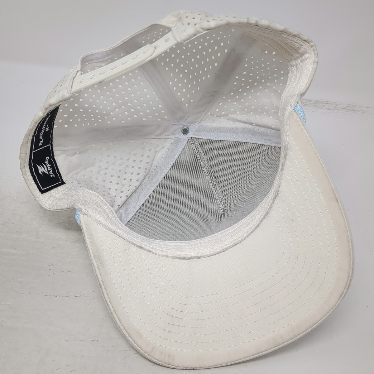 Zapped Blackhawk Trucker Hat Beige One Size Perforated Mesh Rope Jomar Travel