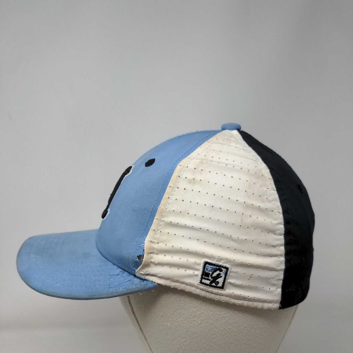 The Game Pro Fitted Hat Blue XS Embroidered Logo Colorblock 6 Panel