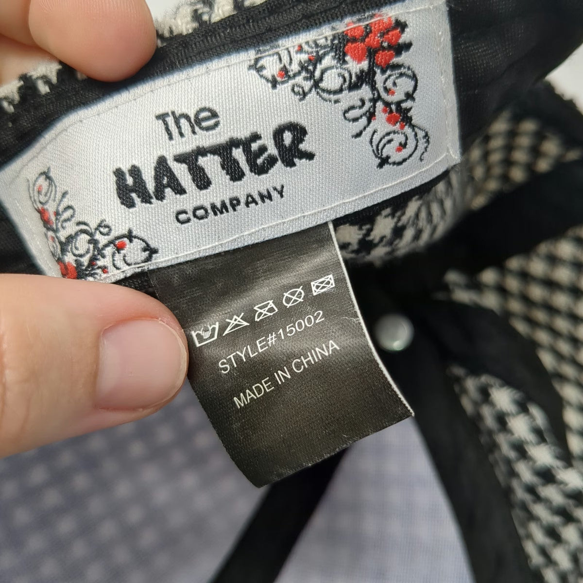 The Hatter Company Baseball Cap Black White One Size Houndstooth Pattern Hat
