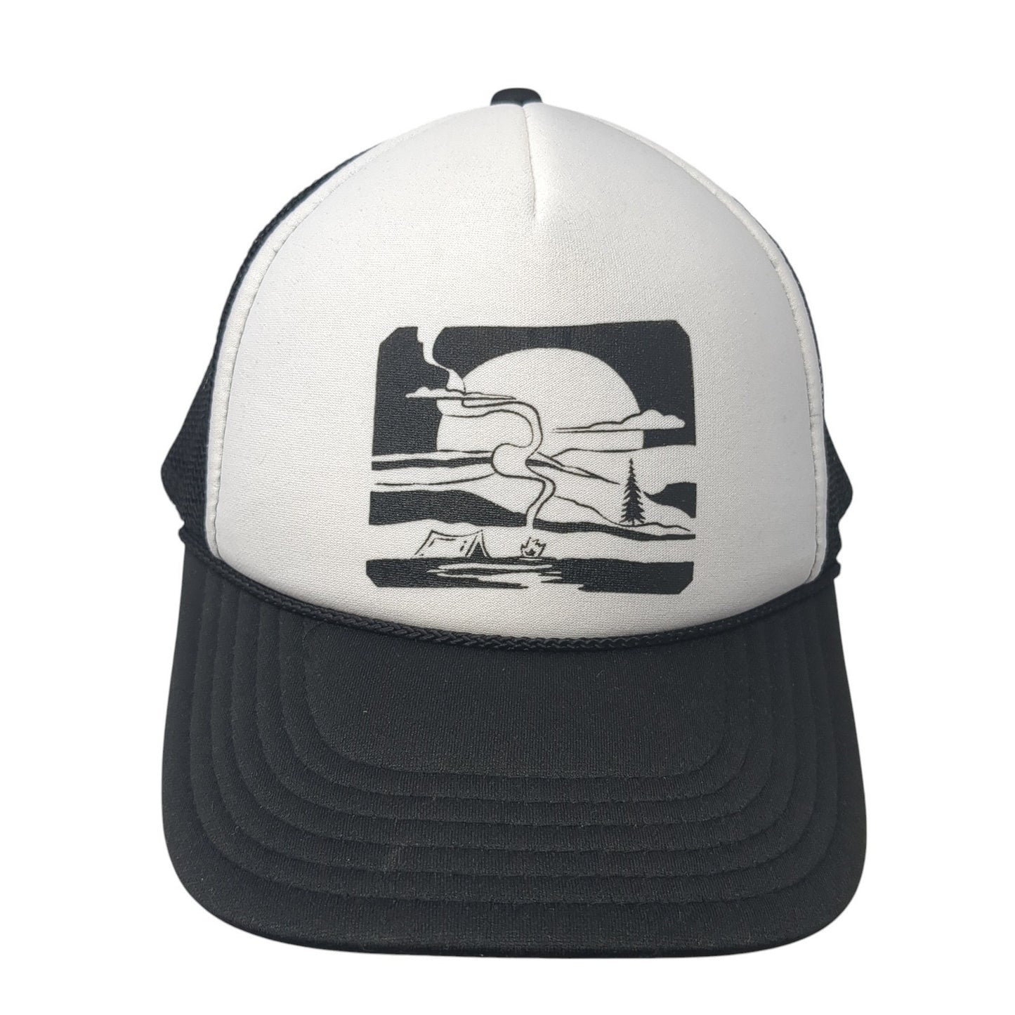 Unbranded Snapback Trucker Hat Black One Size Adjustable Mesh Back 6 Panel