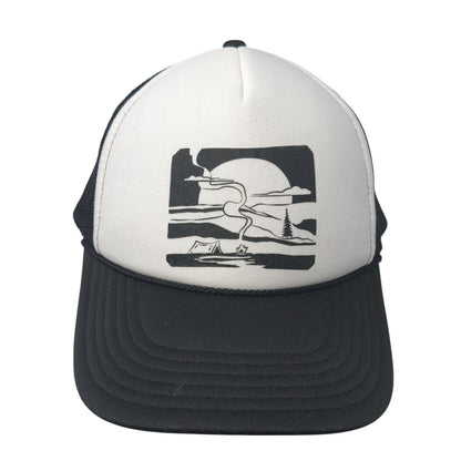 Unbranded Snapback Trucker Hat Black One Size Adjustable Mesh Back 6 Panel