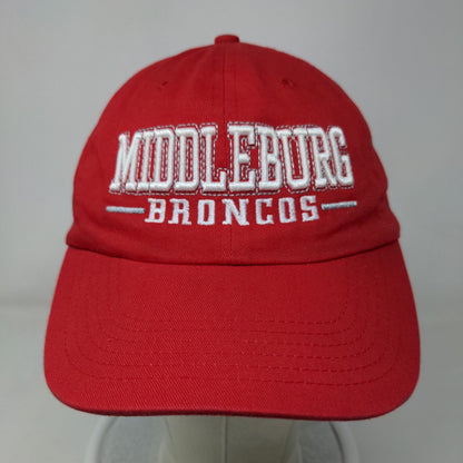 Ohiopyle Men's Strapback Hat Red Embroidered Middleburg Broncos Logo Cotton