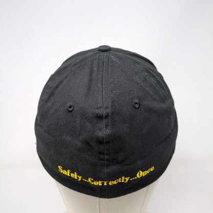 Denuke Fitted Hat Black M/L Embroidered Solid Vent Holes Proflex