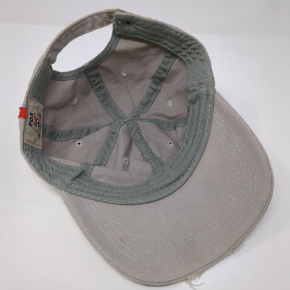 Amsterdam Slideback Hat Tan One Size Adjustable Embroidered Distressed Fox Head