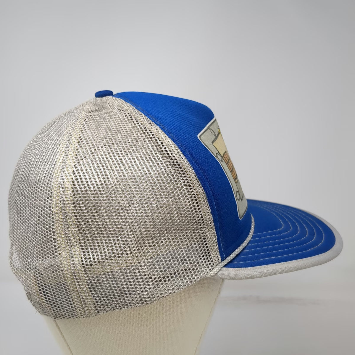 Caterpillar Trucker Hat Blue Forklift Snapback Mesh Rope Tonkin Inc Vintage 90's