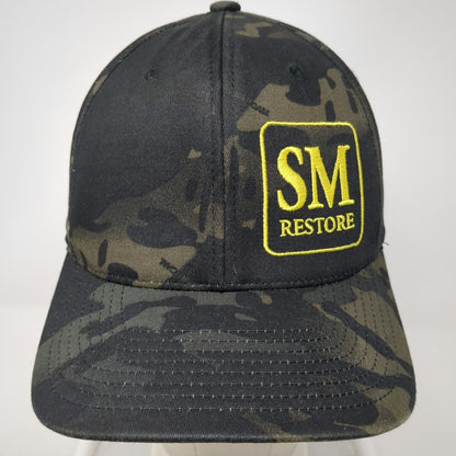 Flexfit Baseball Cap Black XL Camo SM Restore Embroidered Stretch Fit Hat