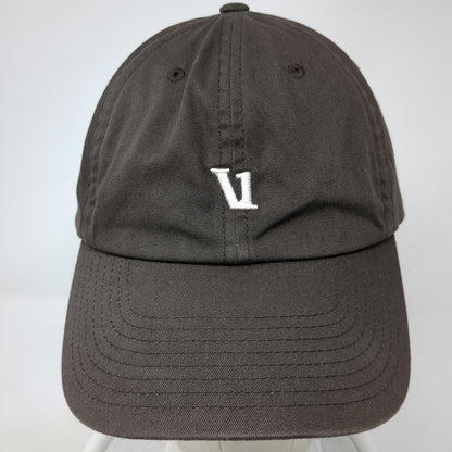 Vuori Baseball Cap Brown One Size Adjustable Slideback Hat V Logo Cotton Blend