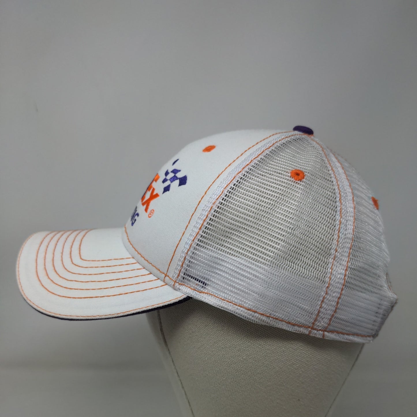 FedEx Racing Men's Snapback Mesh Back Hat White Embroidered Logo Adjustable