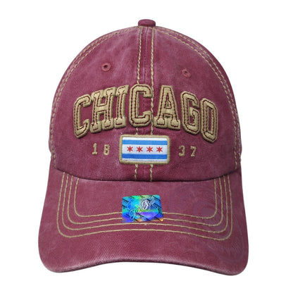 Chicago 1837 Slideback Baseball Cap Red One Size Adjustable Patriotic Pit Bull