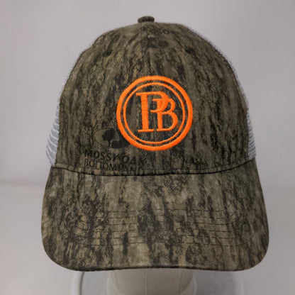 PB Mossy Oak Bottom Land Strapback Trucker Hat Camouflage One Size Mesh Back