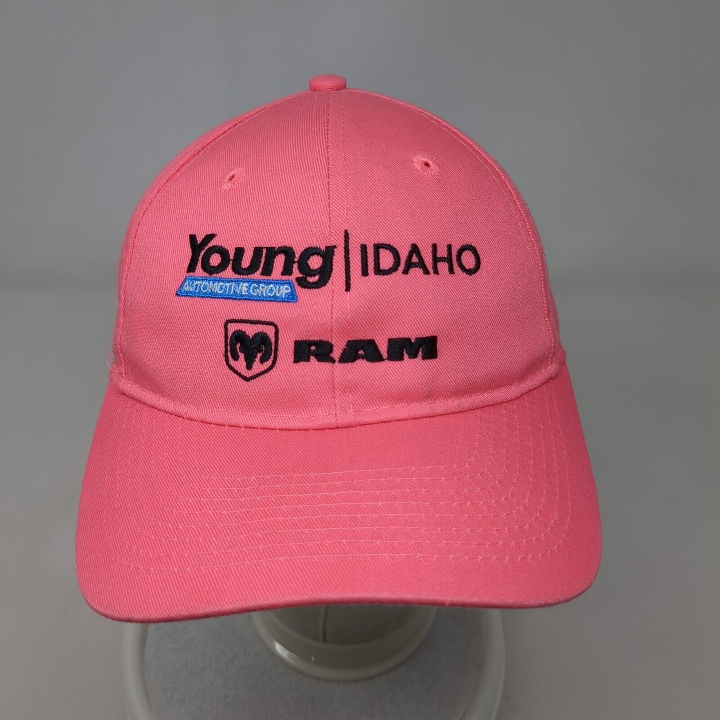 Young Idaho Ram Strapback Hat Pink OS Adjustable Embroidered Port & Company