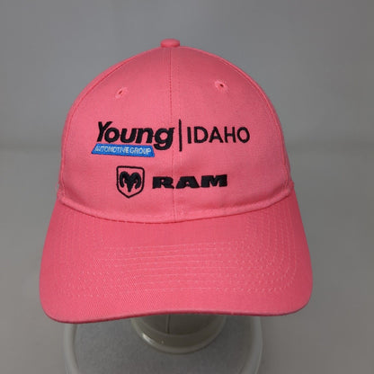 Young Idaho Ram Strapback Hat Pink OS Adjustable Embroidered Port & Company
