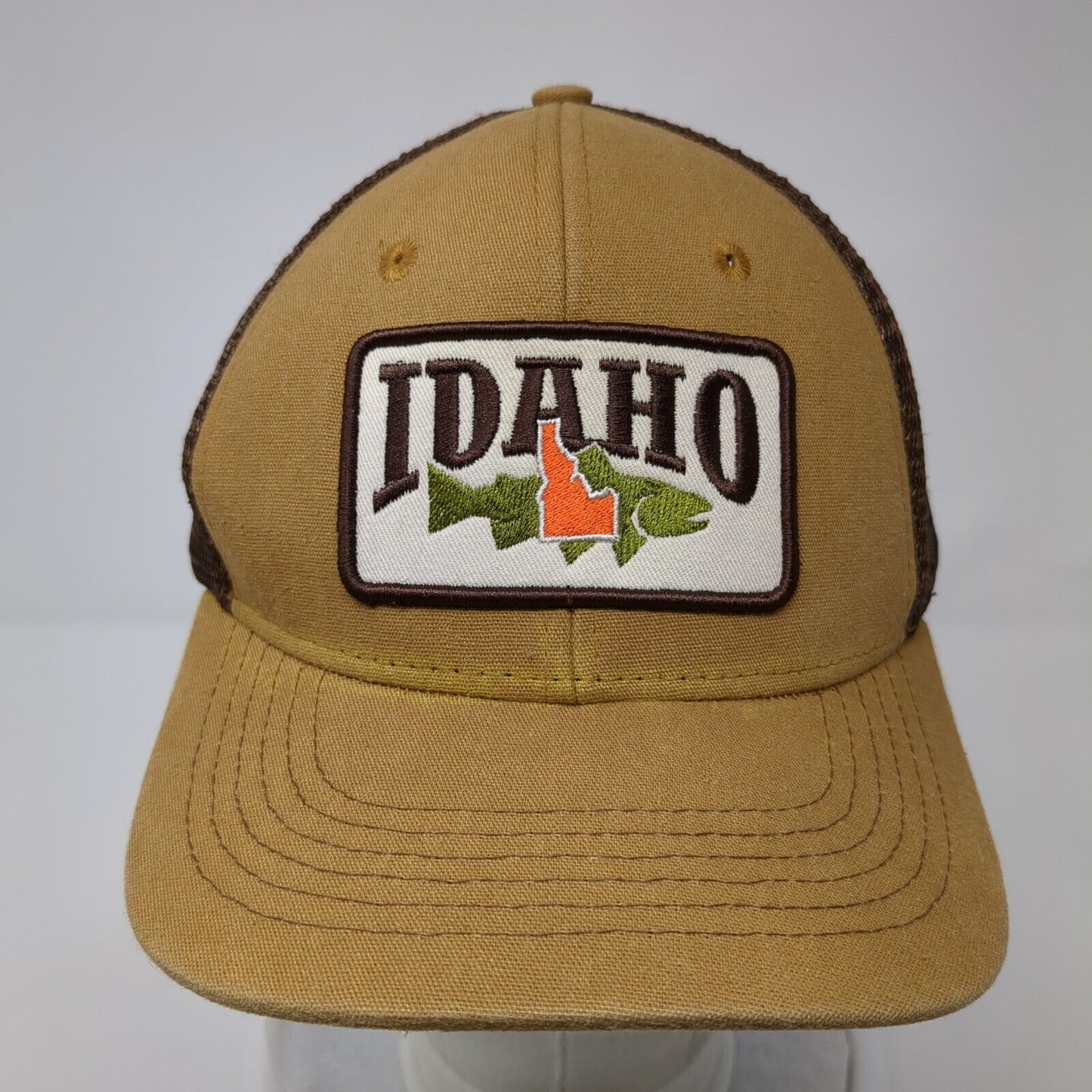 Idaho Snapback Trucker Hat Brown OS Adjustable Mesh Back Arcadian Outfitters