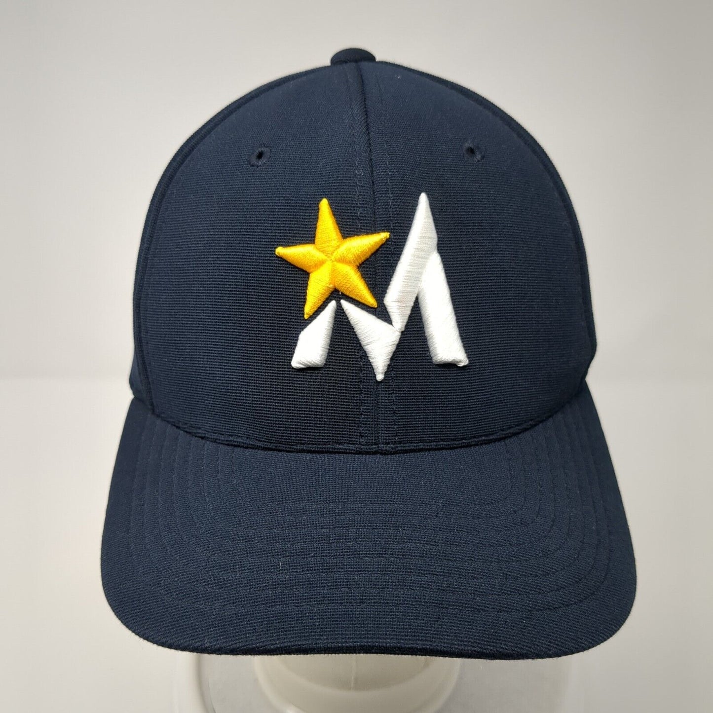 M Star Logo Fitted Hat Blue 6 7/8-7 3/8 Pacific Headwear Performance